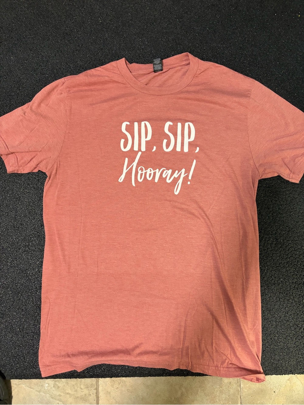 Sip, Sip, Hooray! Graphic Tee - Coral with White Text
